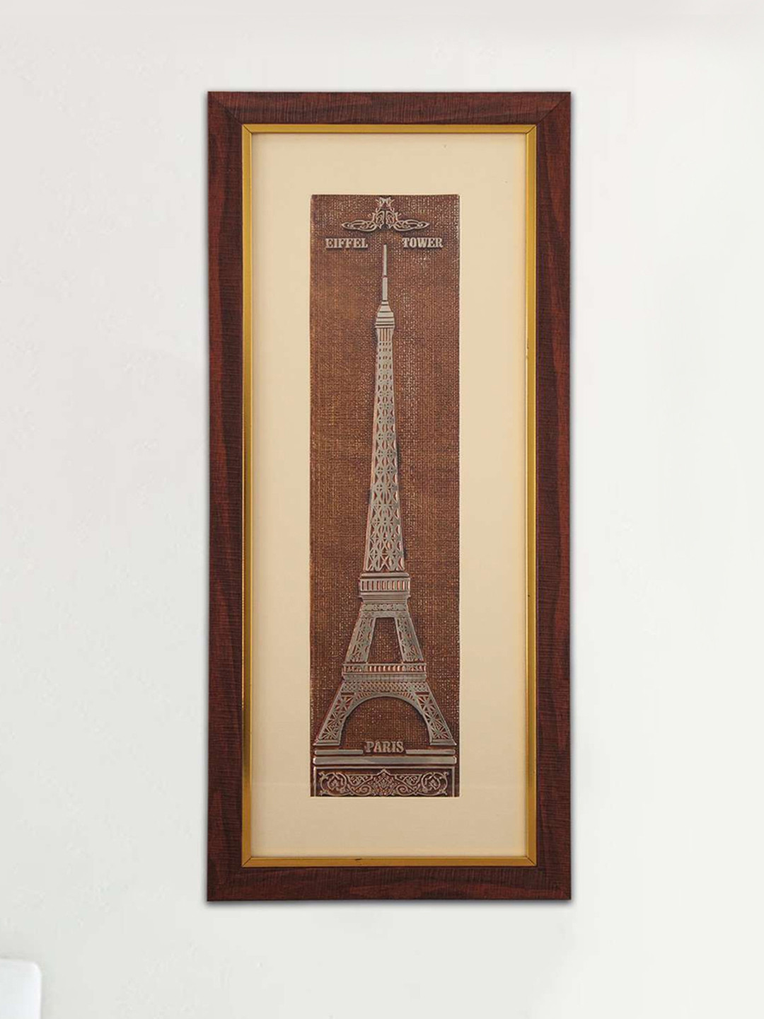 SHREE KALA HOME DECOR Eiffel Tower Embossed Aluminium Foil Wall Painting