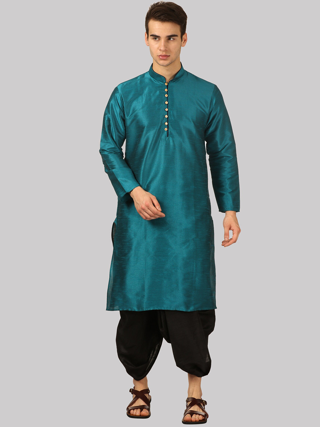 ROYAL KURTA Men Green Kurta with Dhoti Pant Set