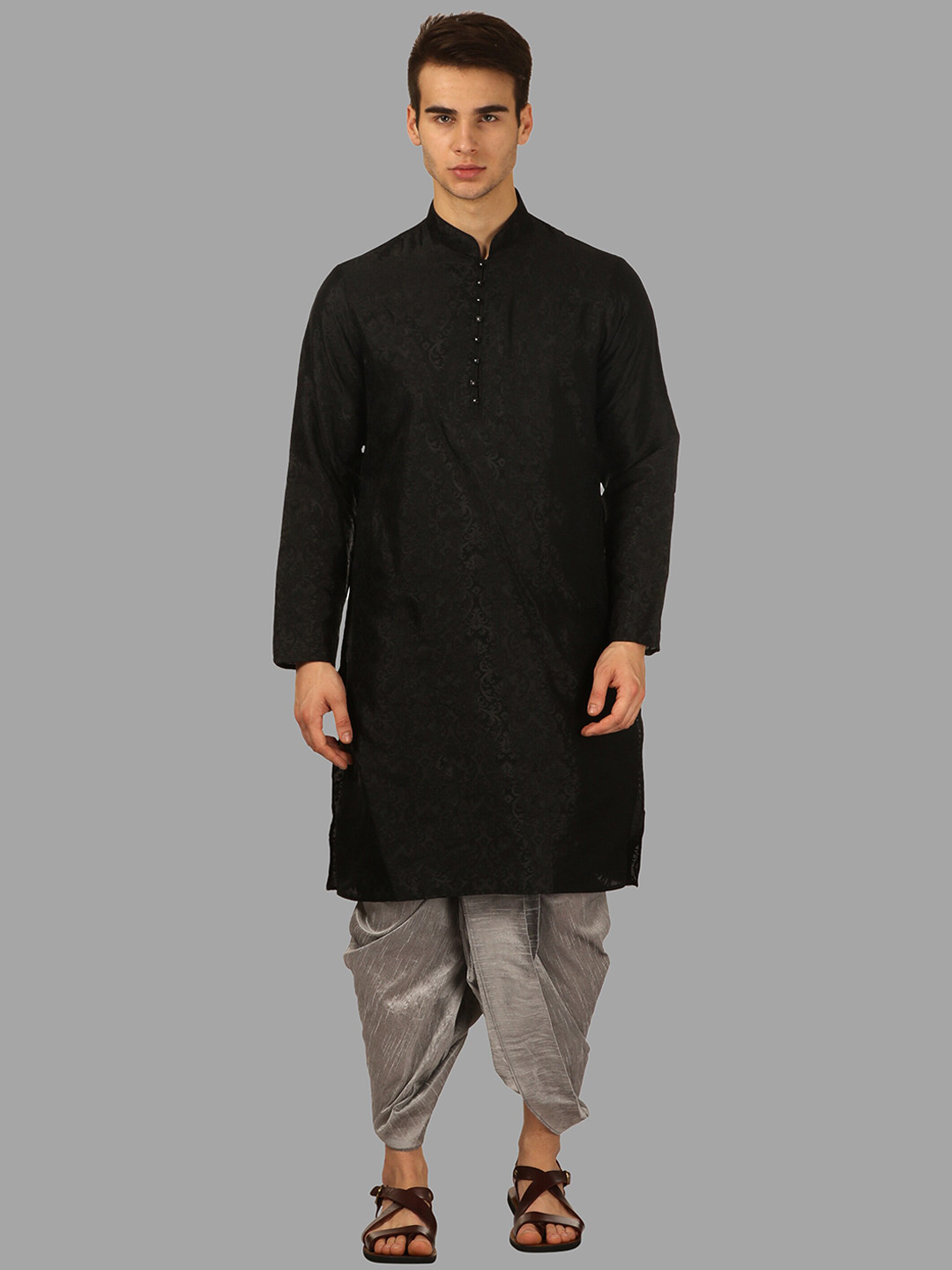 ROYAL KURTA Men Black Kurta Set with Dhoti Pants