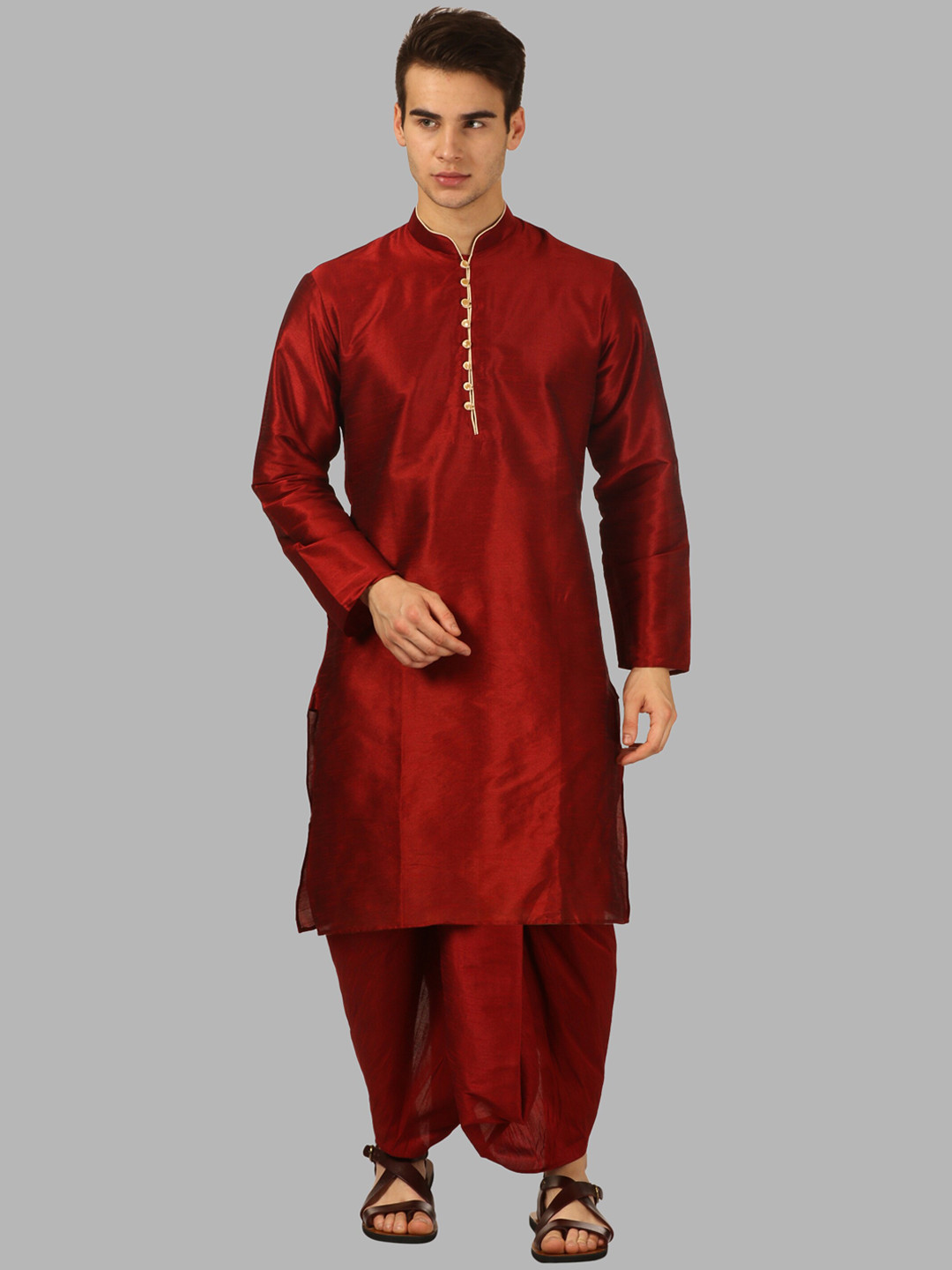 ROYAL KURTA Men Red Kurta with Dhoti Pants