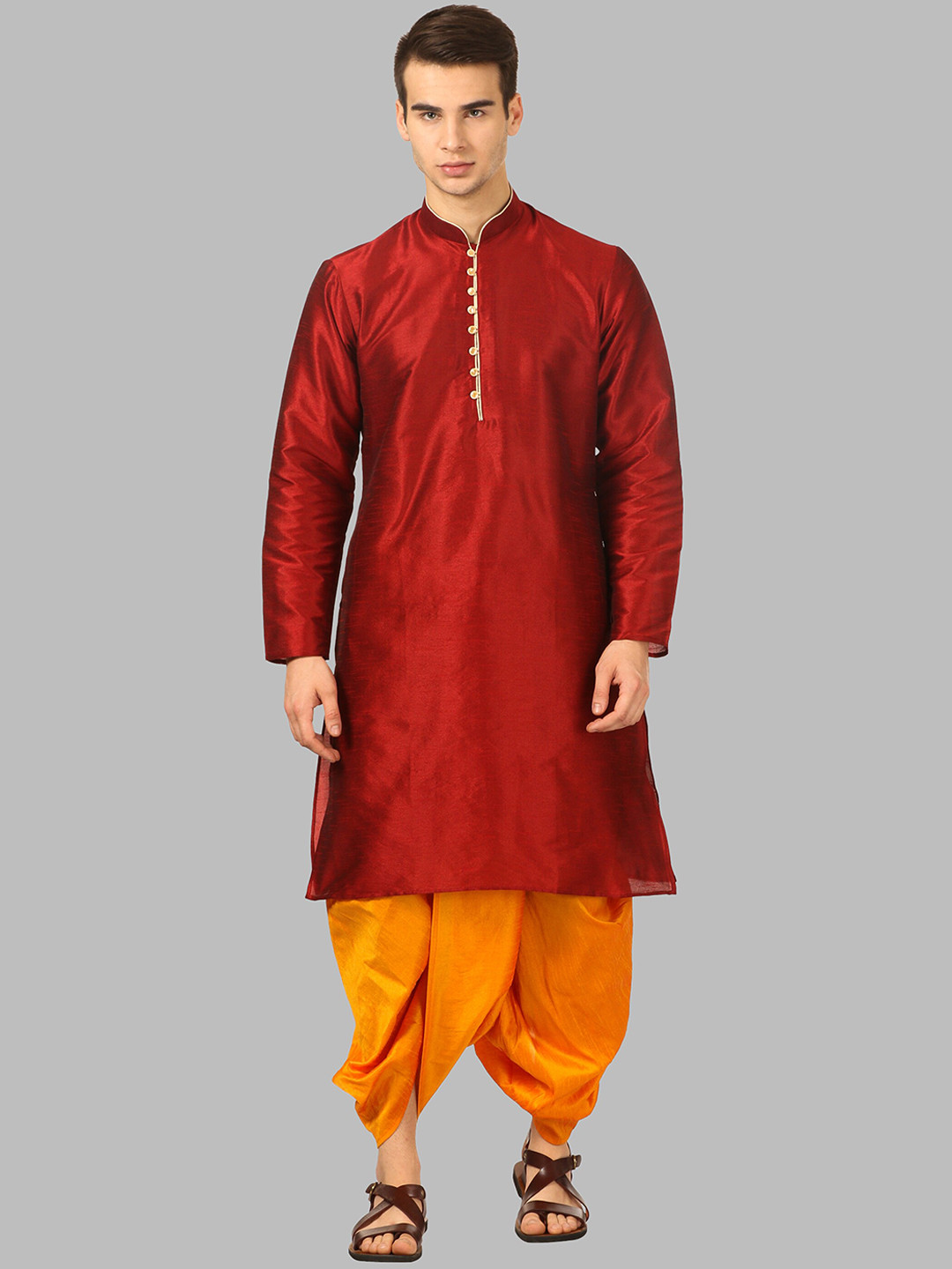 ROYAL KURTA Men Red Kurta with Dhoti Pants