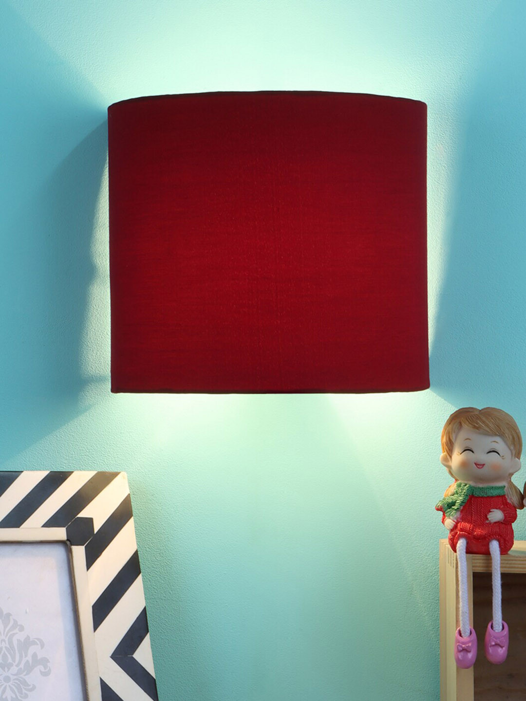 Foziq Maroon Metal Cylindrical Wall Lamp