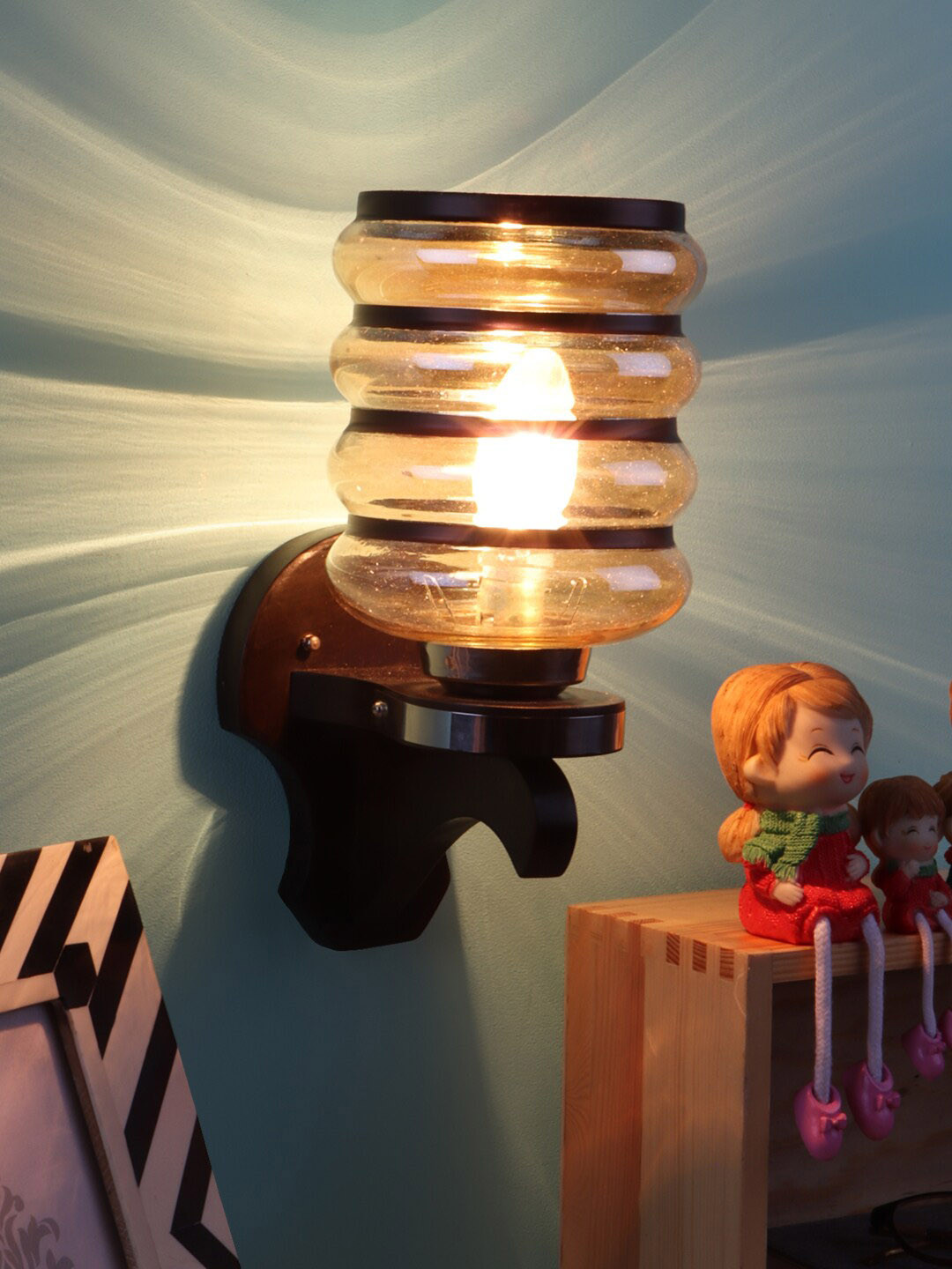 Foziq Gold Wooden Wall Lamps