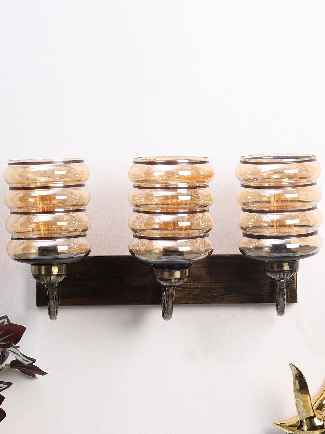 Foziq Brown Metal Textured Wall Lamps