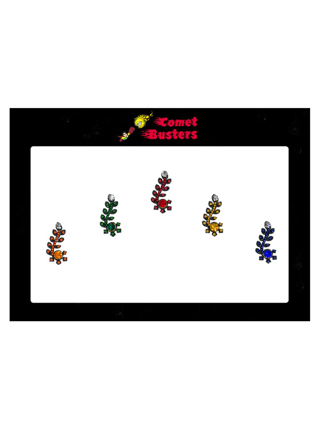 Comet Busters 5 Pcs Beaded Reusable Designer Bindis - Multicoloured