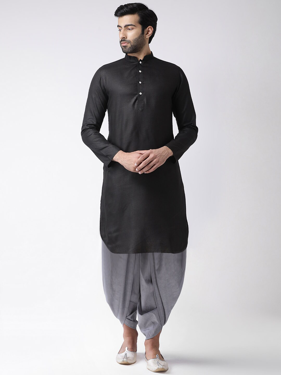 KISAH Men Black Kurta with Dhoti Pants