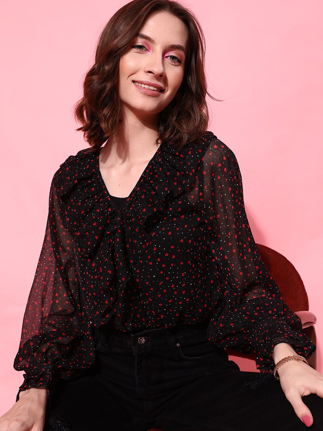 STREET 9 Classy Black Geometric Top