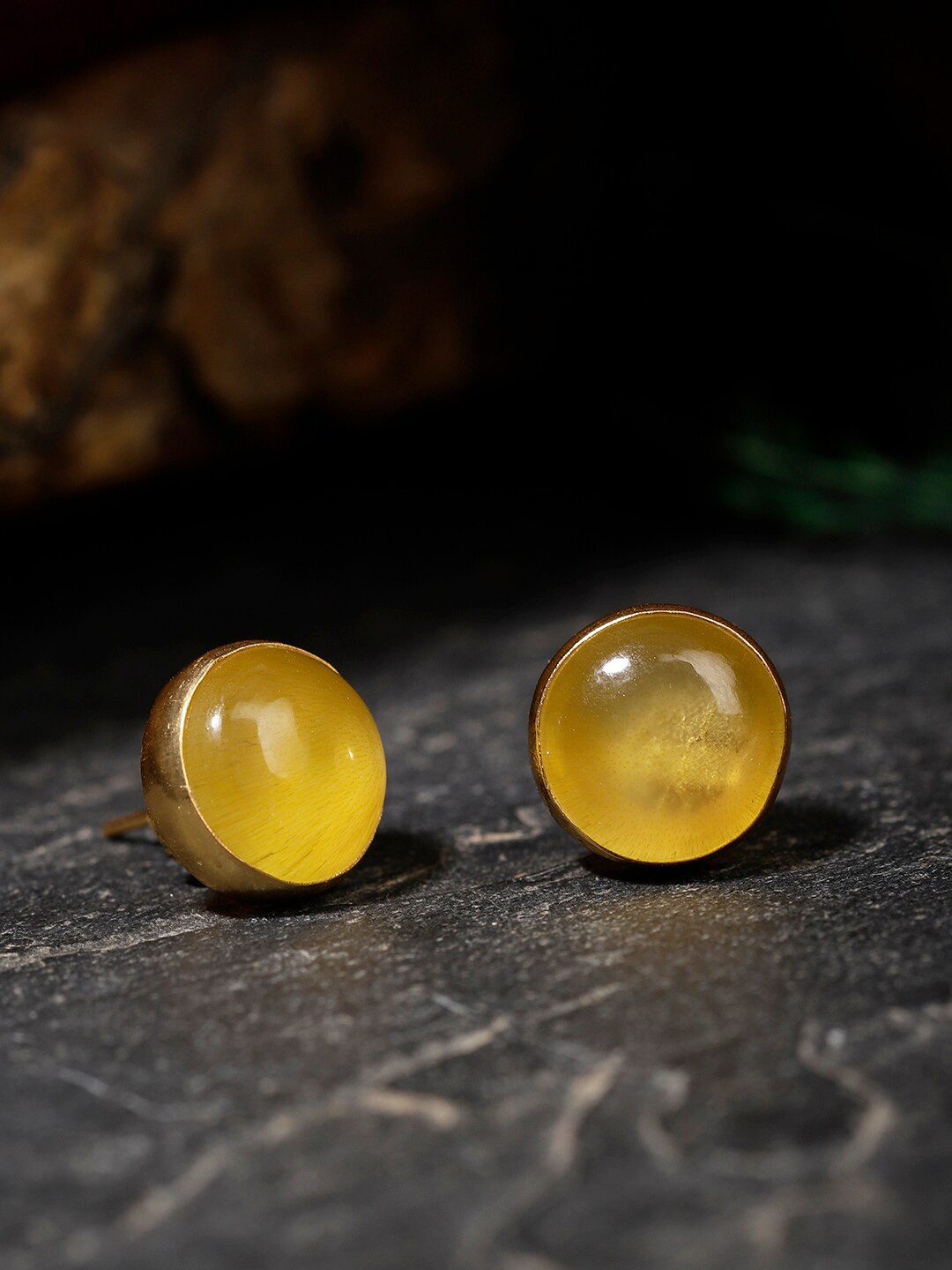 Berserk Gold-Plated & Yellow Classic Onyx Studs Earrings