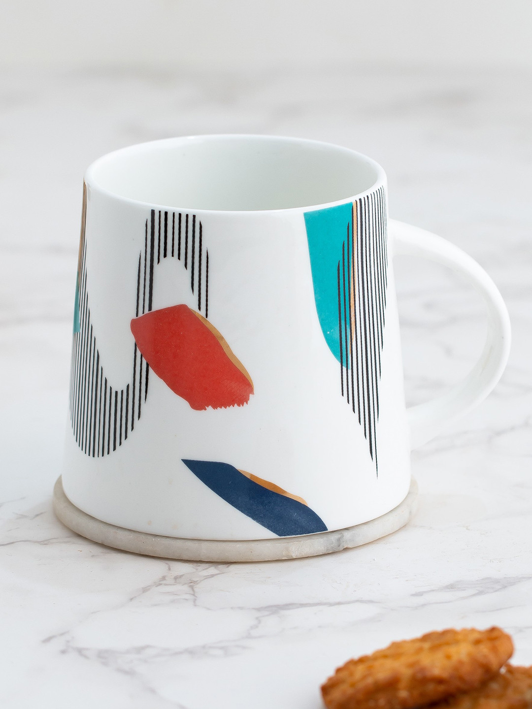 JCPL Cute Creative Dog White Abstract Ceramic Microwave Safe 2 Piece Mugs-440ml