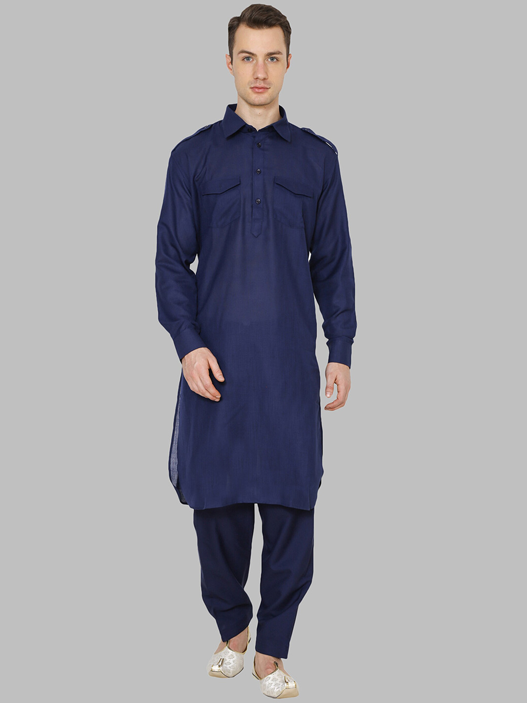 ROYAL KURTA Men Navy Blue Kurta with Salwar