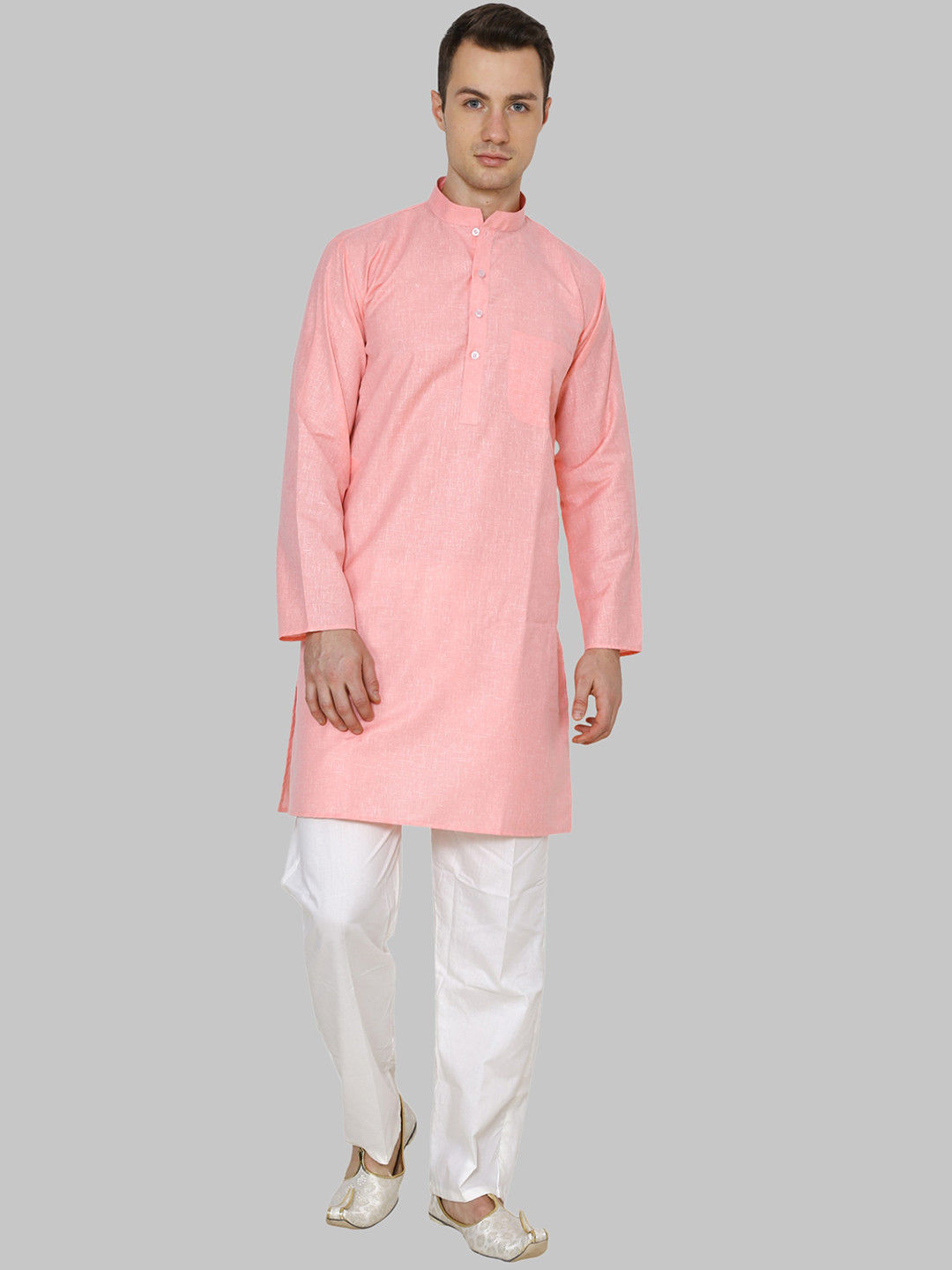ROYAL KURTA Men Pink Solid Kurta with Pyjamas