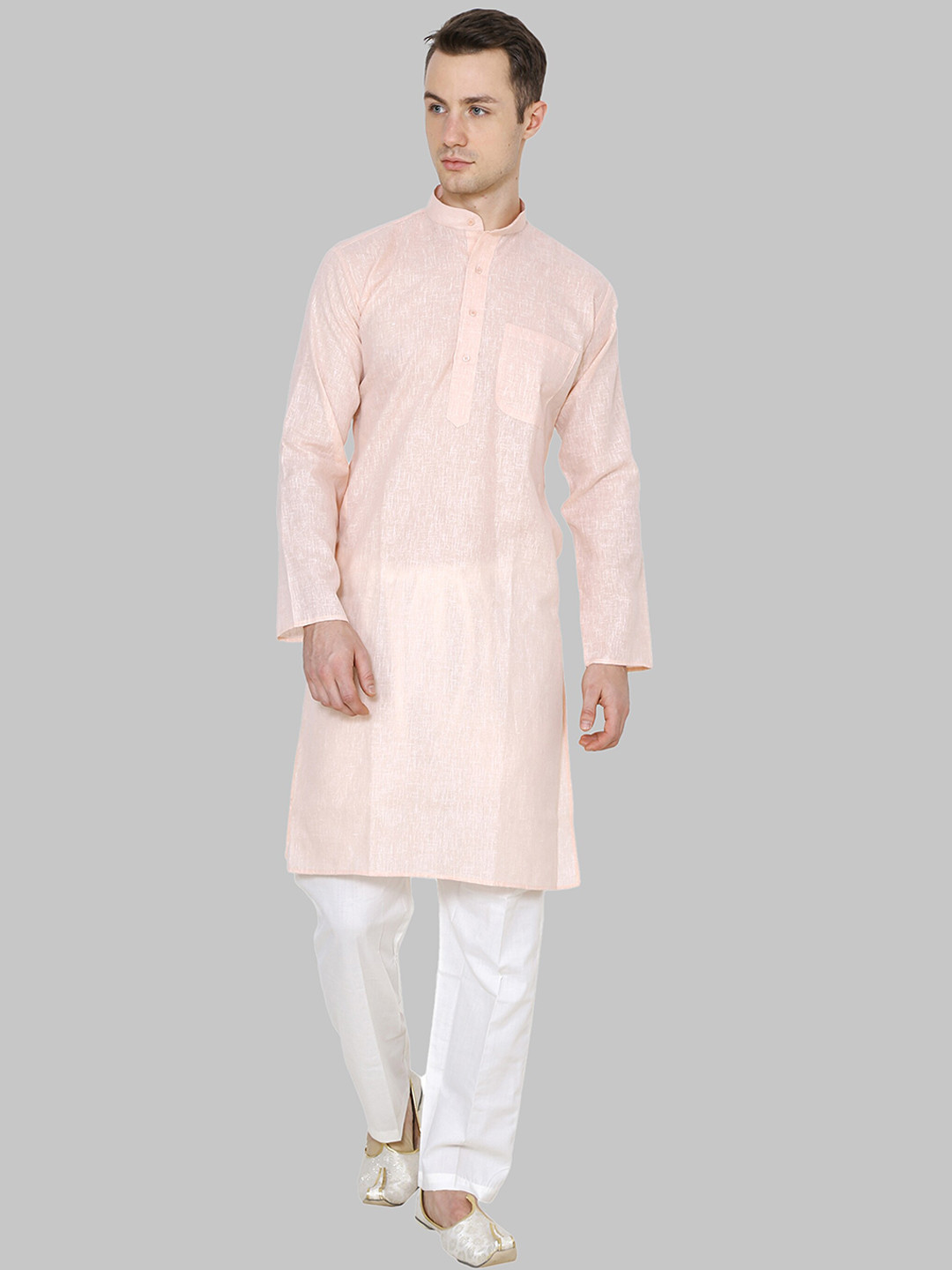ROYAL KURTA Men Peach-Coloured Kurta with Pyjamas