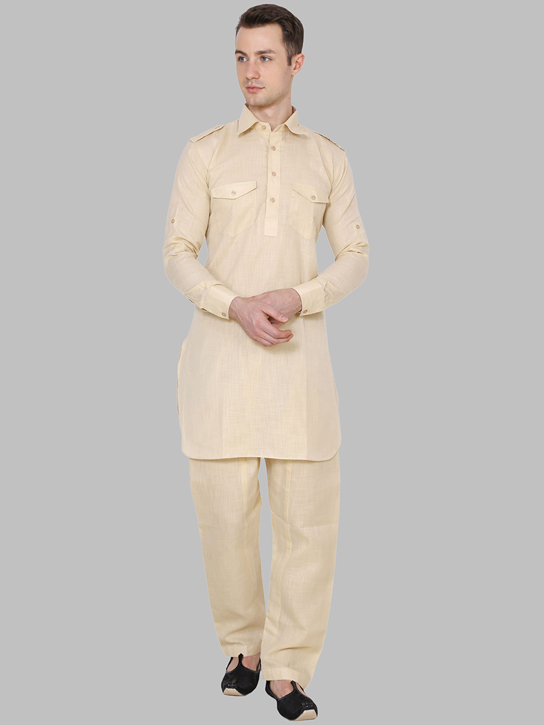 ROYAL KURTA Men Beige Kurta with Salwar