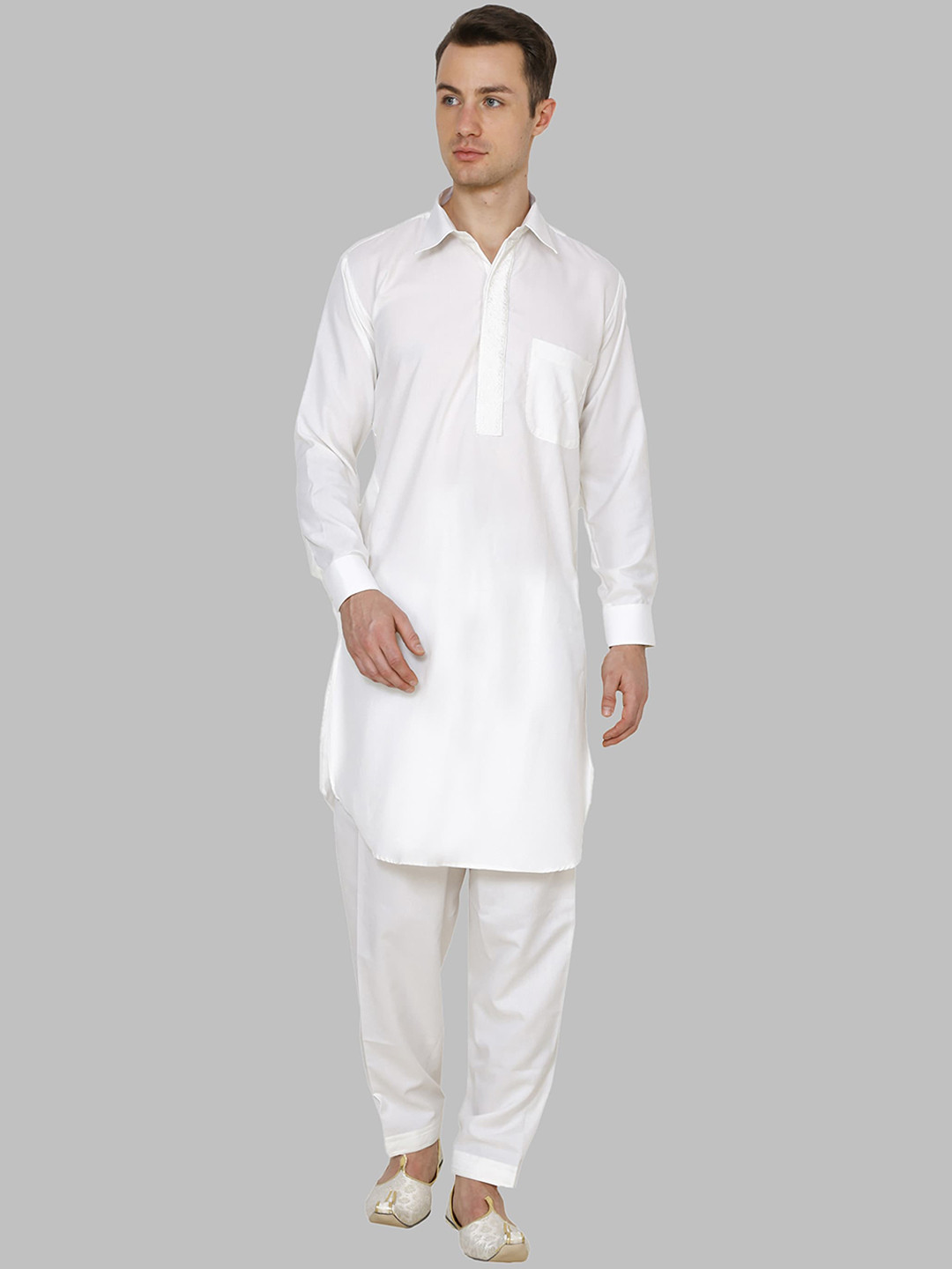 ROYAL KURTA Men Cream-Coloured Kurta with Salwar