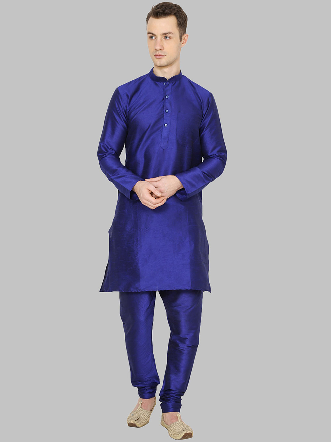 ROYAL KURTA Men Blue Dupion Silk Kurta with Pyjamas