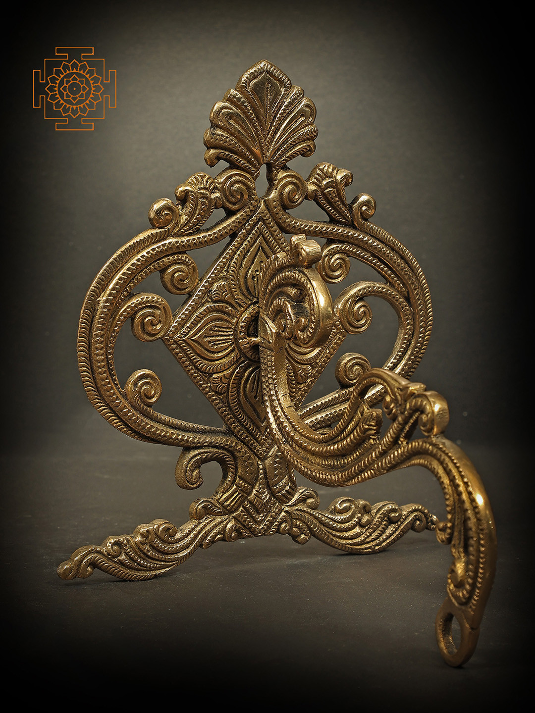 Exotic India Wall Mounted Hanger Brass Glossy Hall Wall Hangings-6.6In