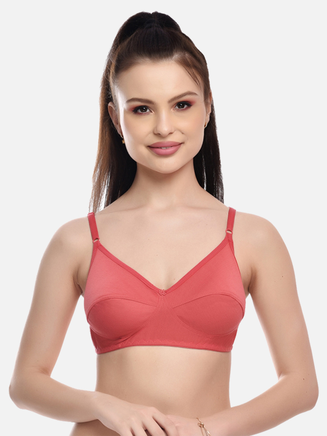 FIMS Orange Solid Sports Bra