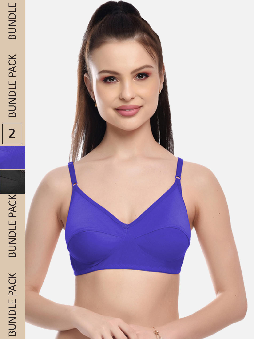 FIMS Women Black & Blue Solid Set Of 2 Bra
