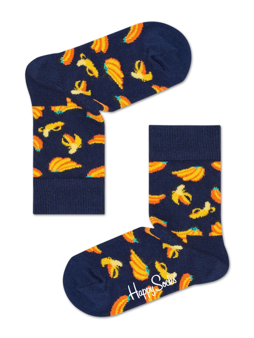 Happy Socks Kids Blue & Yellow Patterned Cotton Above Ankle Length Socks