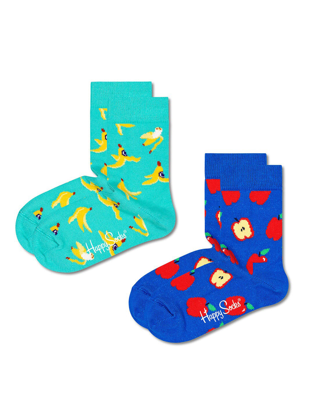 Happy Socks Kids Pack Of 2 Blue & Green Patterned Cotton Above Ankle Length Socks
