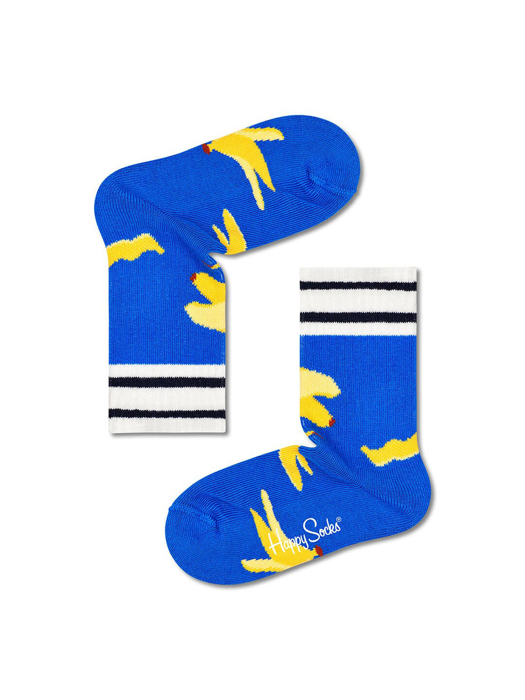 Happy Socks Kids Blue & Yellow Patterned Cotton Ankle-Length Socks