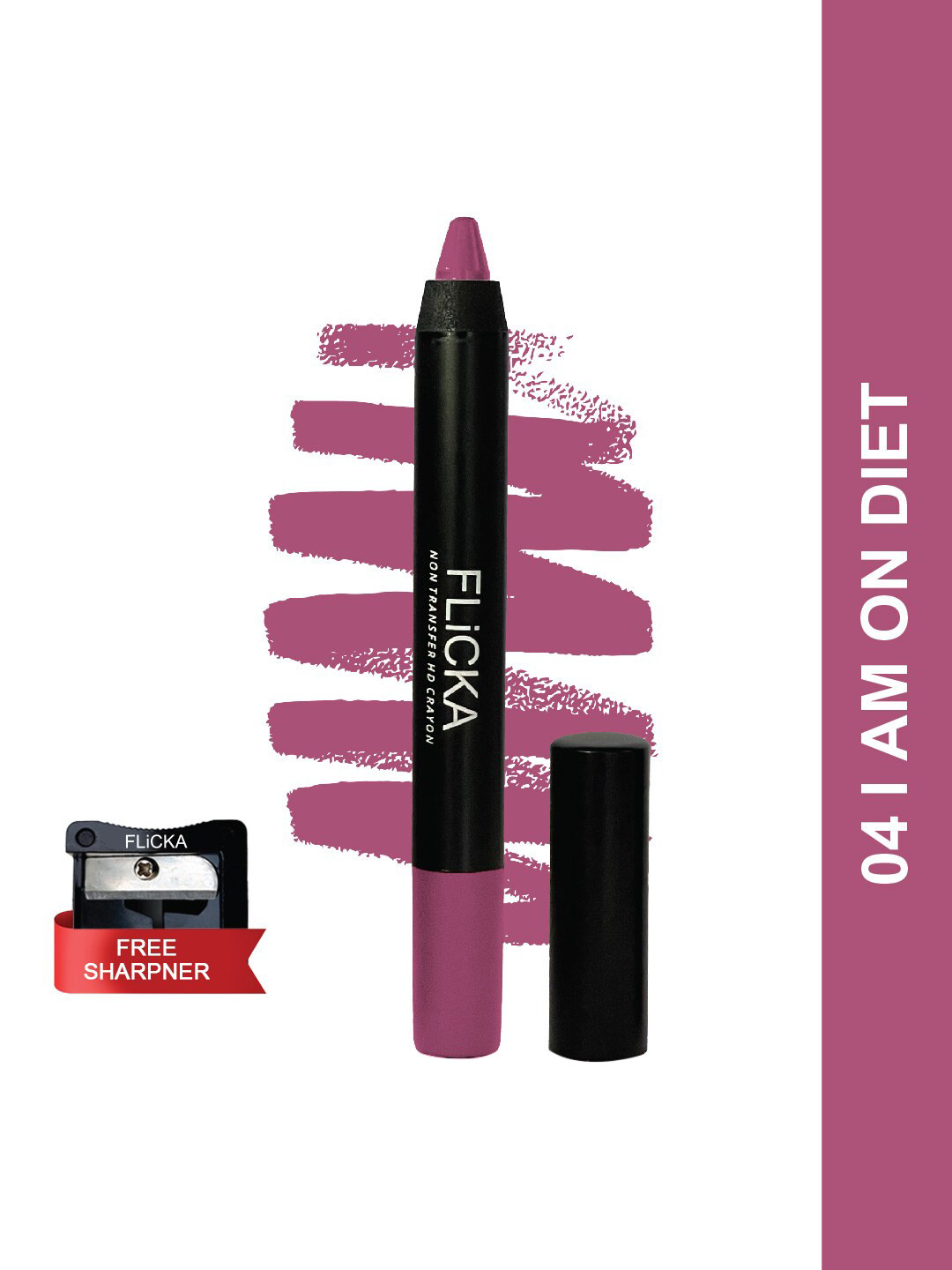 FLiCKA Lasting Lipsence Non Transfer HD Crayon Lipstick with Sharpener 10g - 04