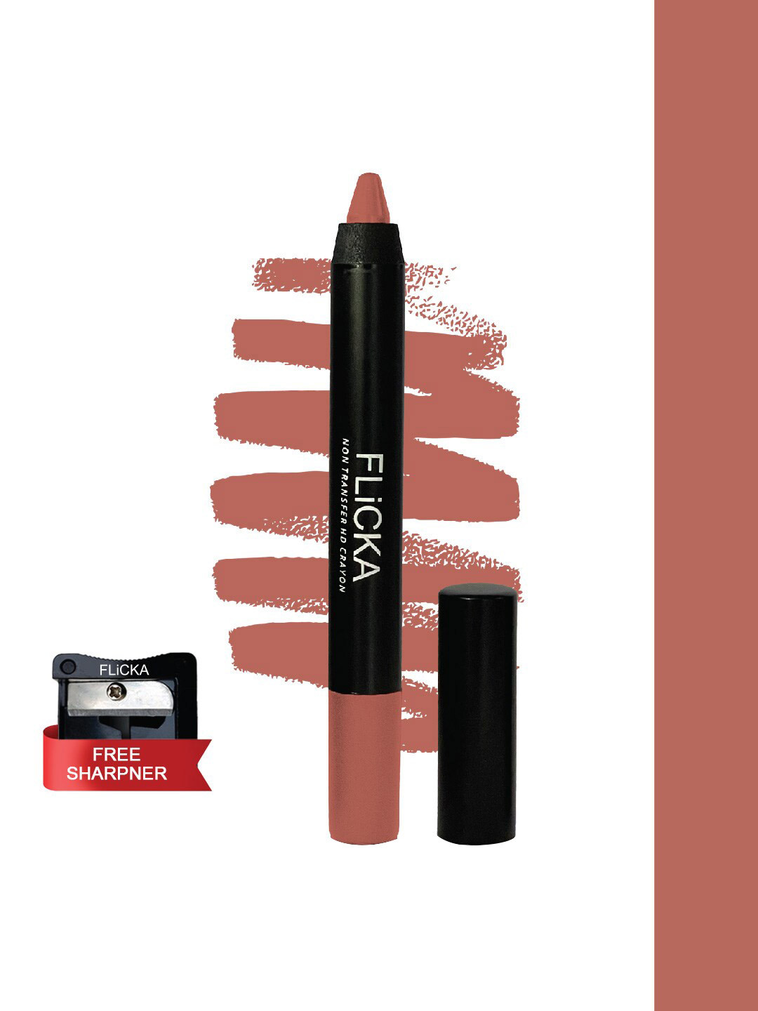 FLiCKA Lasting Lipsence Non Transfer HD Crayon Lipstick with Sharpener 10g - 01