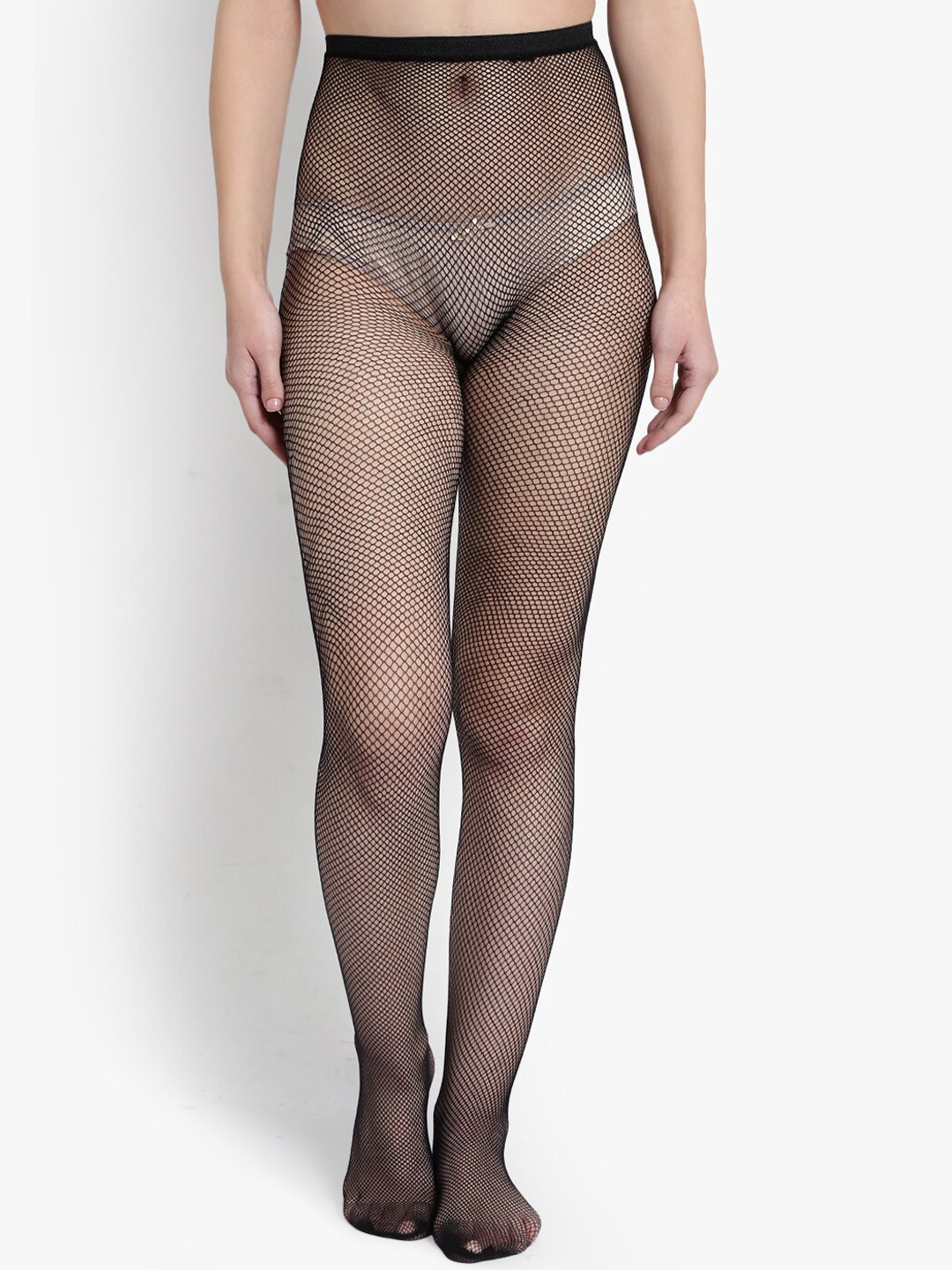 BRACHY Women Black Patterned Fishnet Stockings