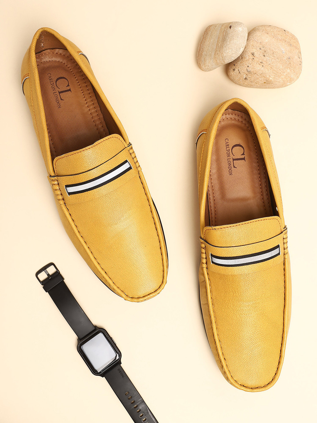 Carlton London Men Yellow Lightweight Synthetic Loafers