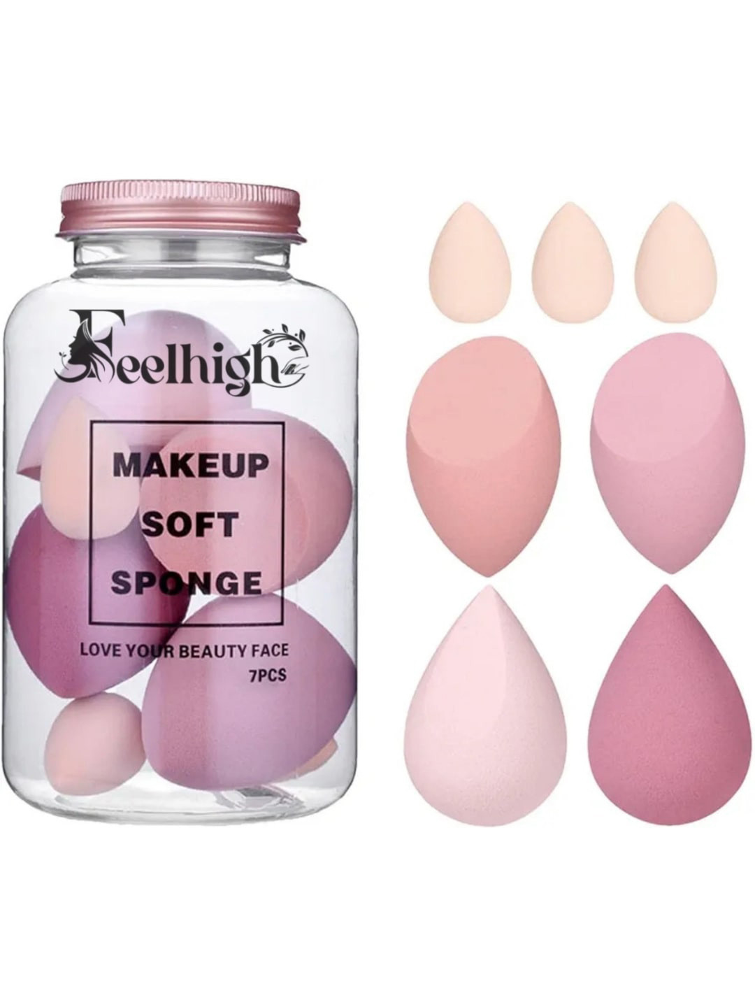 FEELHIGH Set Of 7 Cosmetics Blender Spong In A Storage Box