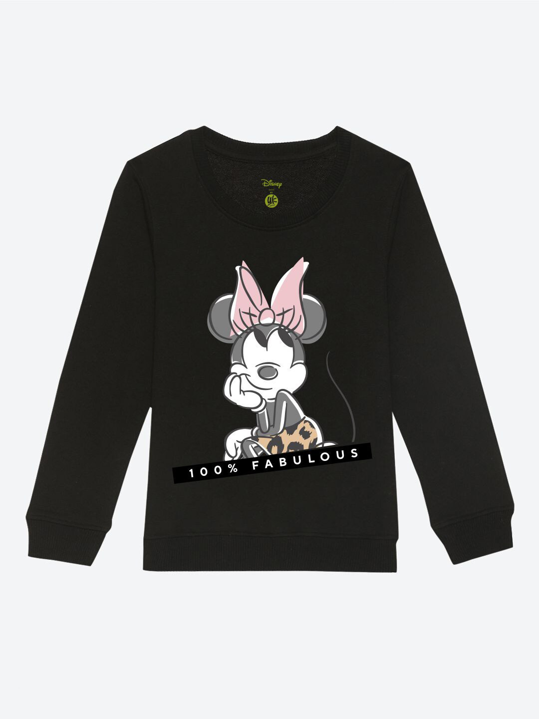 YK Disney Girls Black Minnie Mouse Printed Sweatshirt