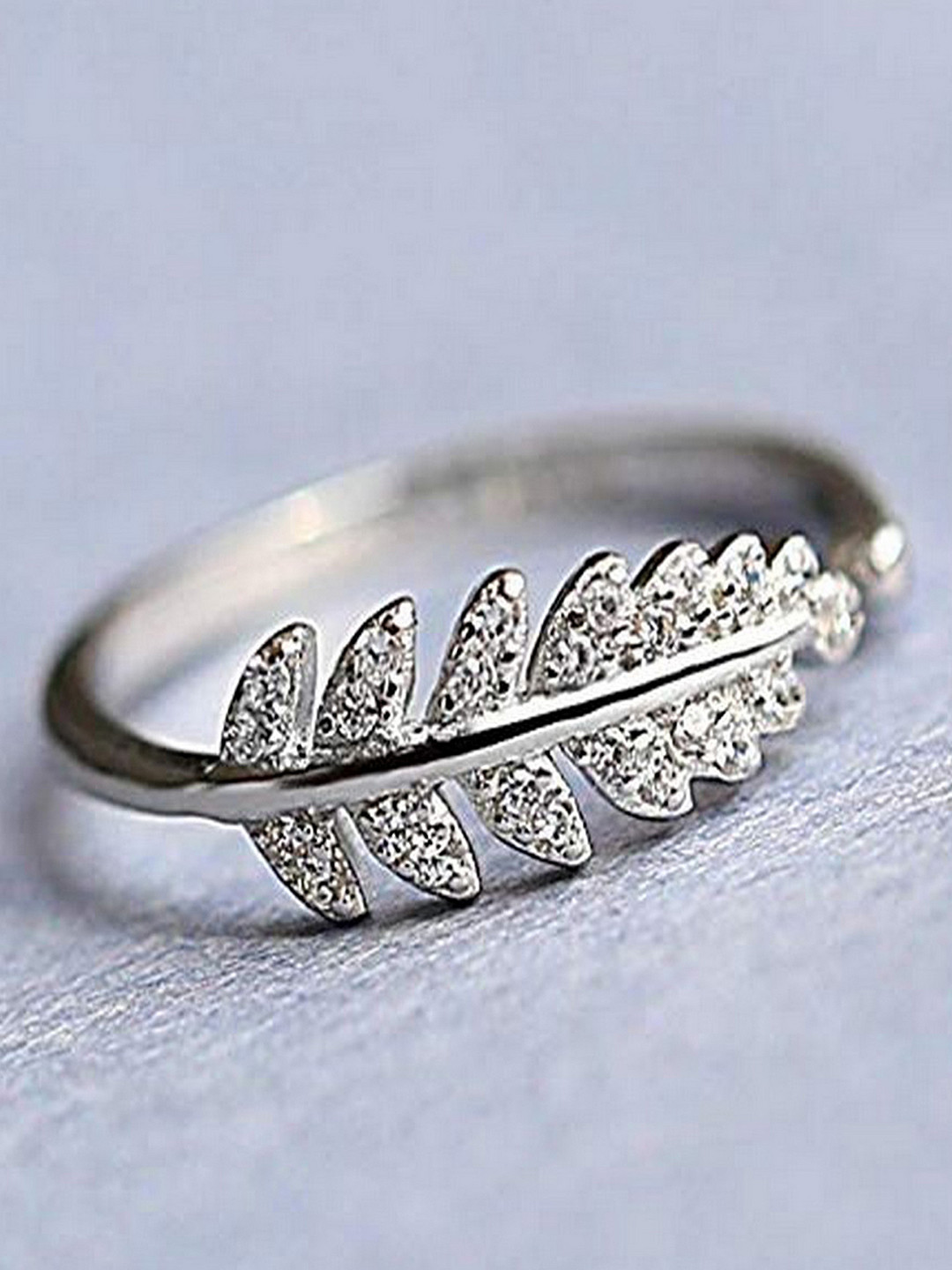 UNIVERSITY TRENDZ Women Set of 2 Silver-Plated & Rose-Gold Plated White CZ Finger Rings