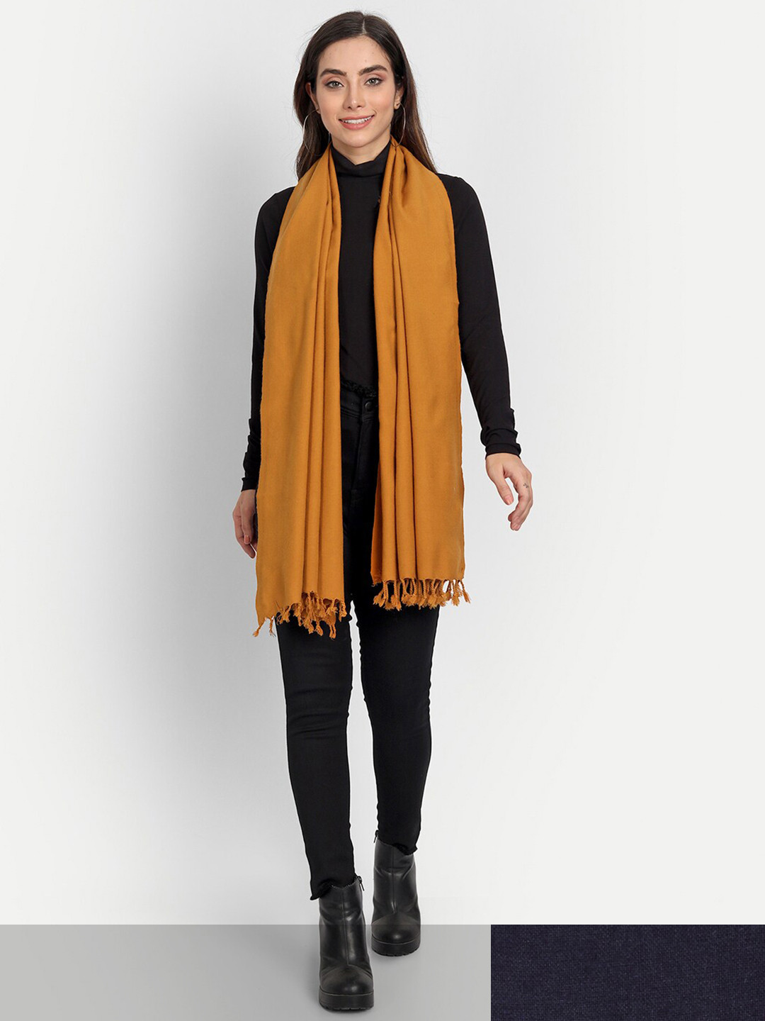 Alavya Women Pack of 2 Mustard & Navy Blue Stole