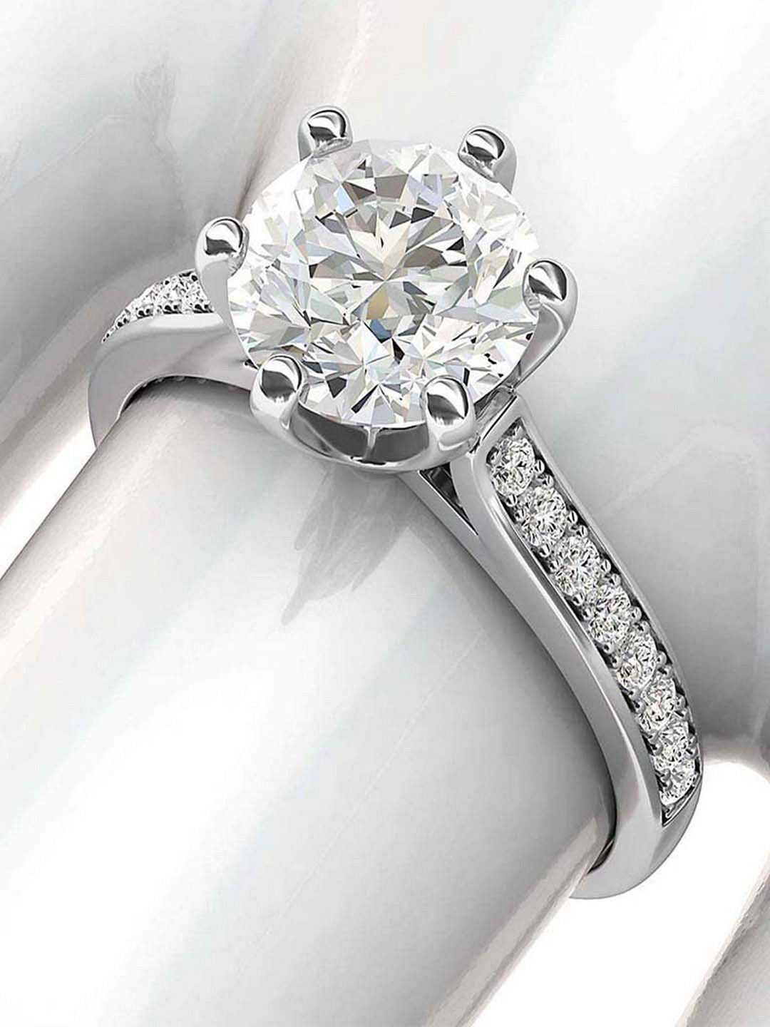 UNIVERSITY TRENDZ Women Silver-Plated CZ Studded Finger Ring with Velvet Rose Box