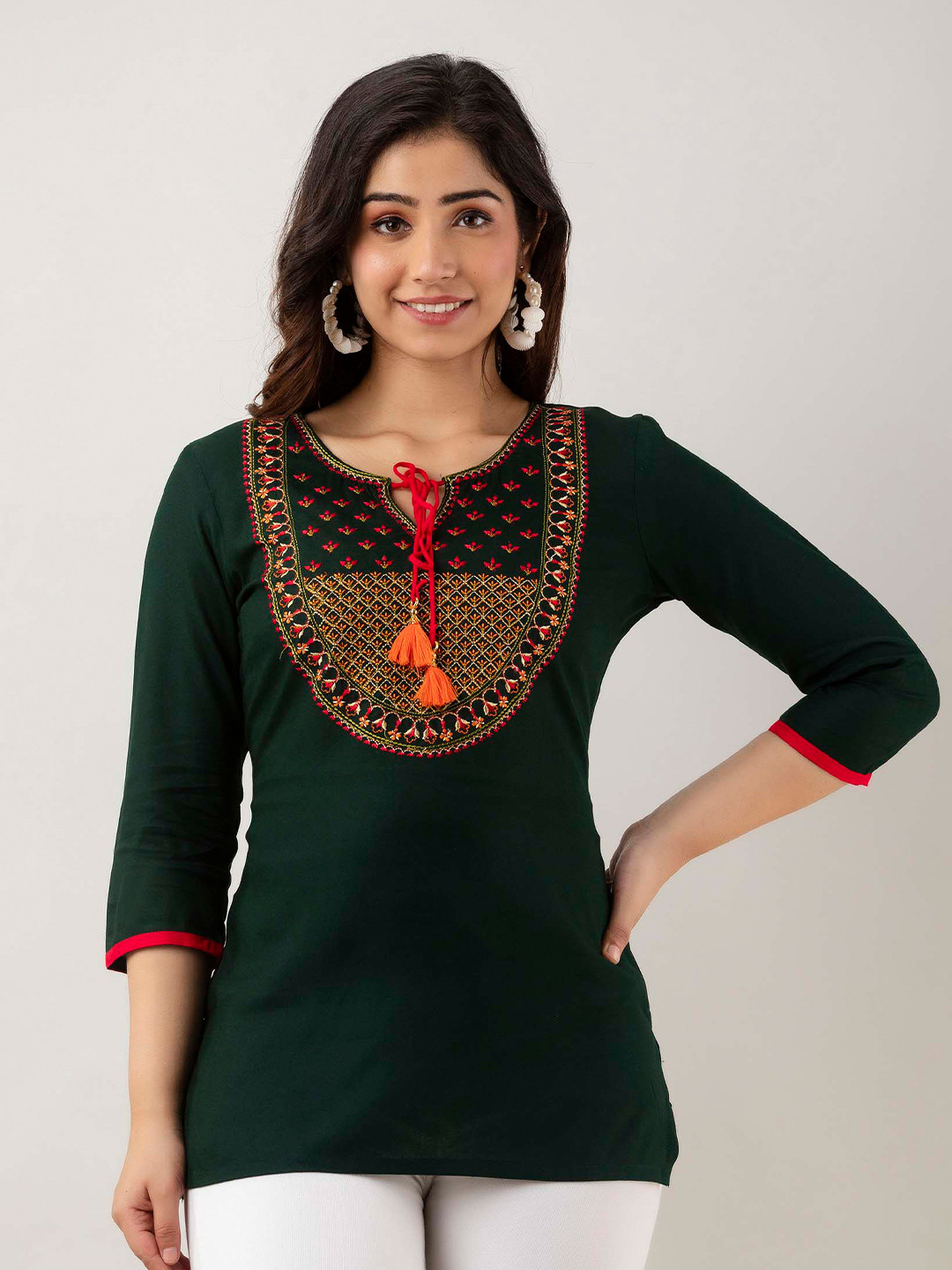 FASHION DEPTH Women Green Lace Top