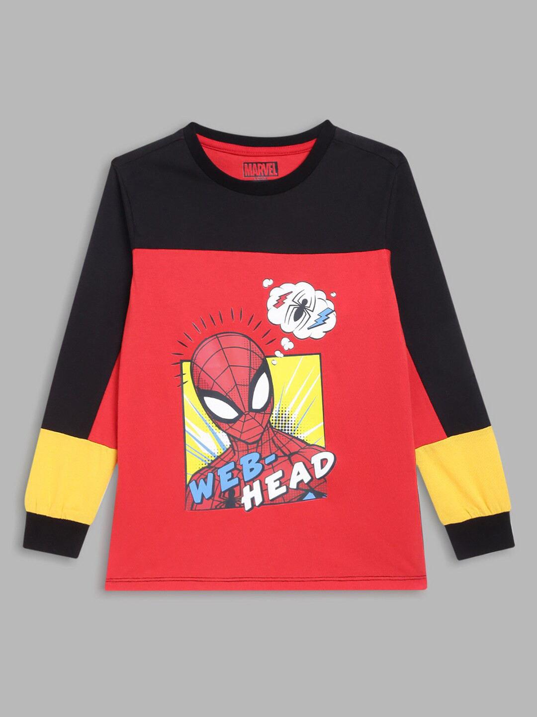 Blue Giraffe Boys Red & Black Spider-Man Printed Cotton T-shirt