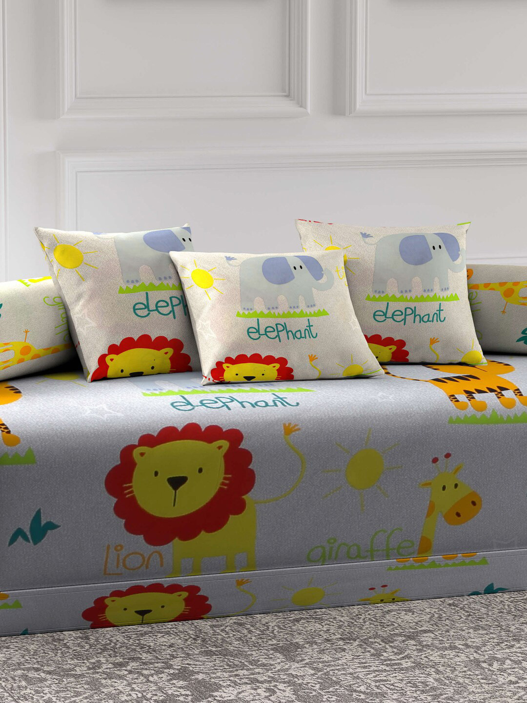 Arrabi Set of 6 Cartoon Characters Printed Diwan Set