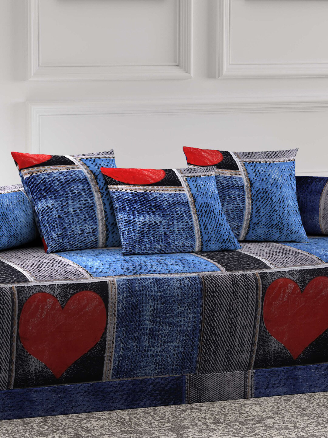 Arrabi 6 Pieces Geometric Print Diwan Set