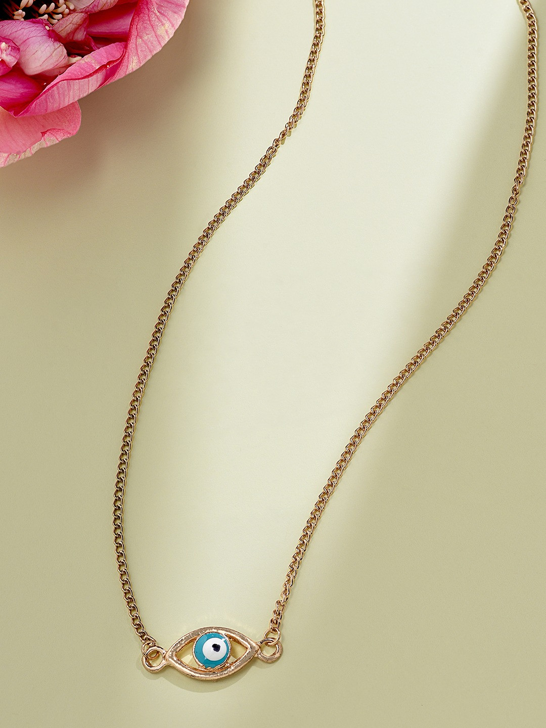 AMI Gold-Toned & Turquoise Blue Gold-Plated Chain