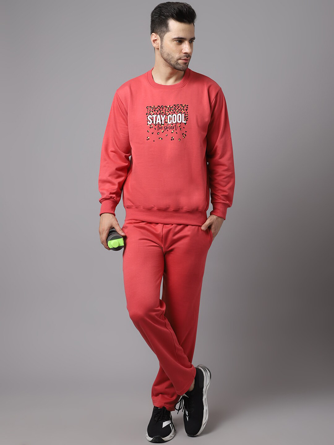 MACK JONNEY Men Pink Typography Printed Tracksuit