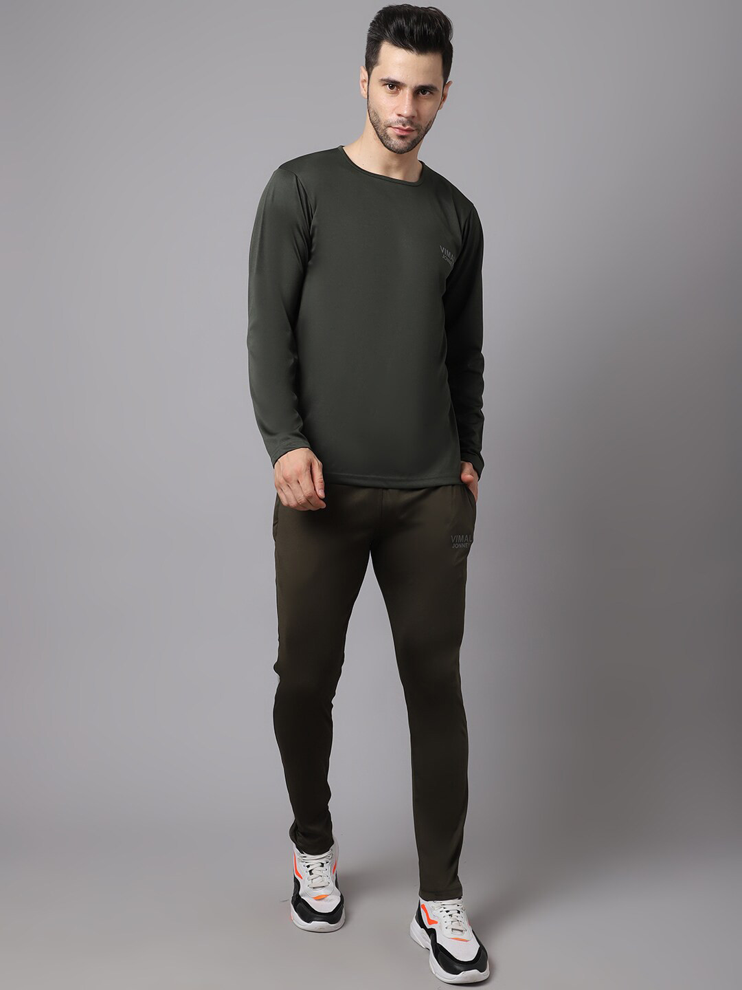 MACK JONNEY JONNEY Men Olive Dry-fit Lycra Tracksuit