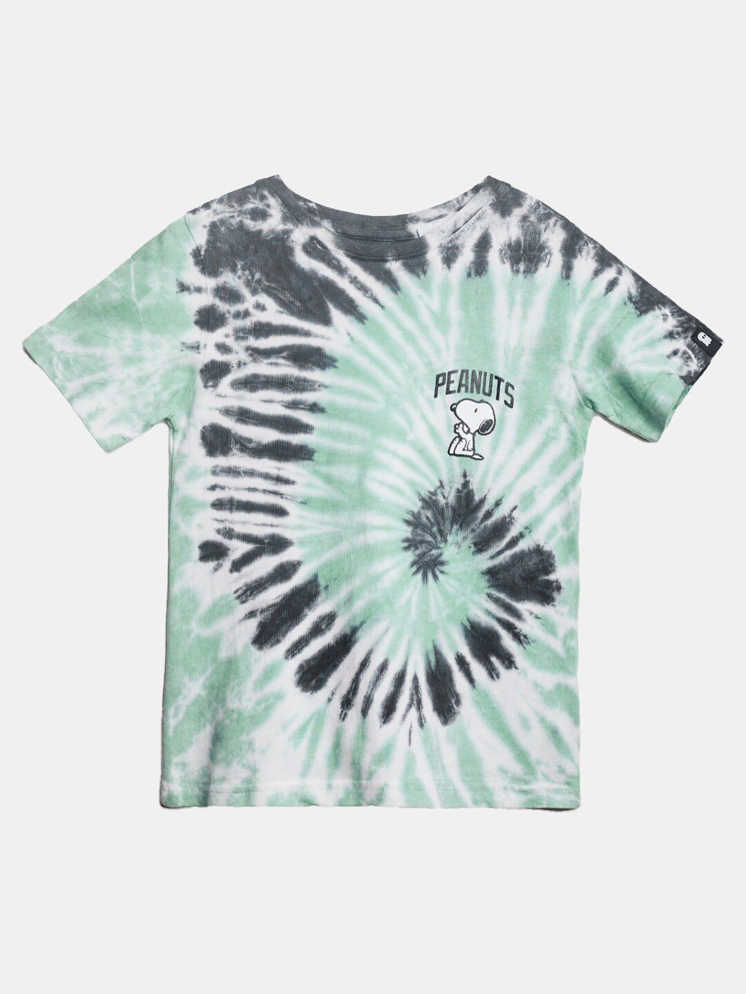 The Souled Store Boys Green & Black Tie and Dye Dyed T-shirt
