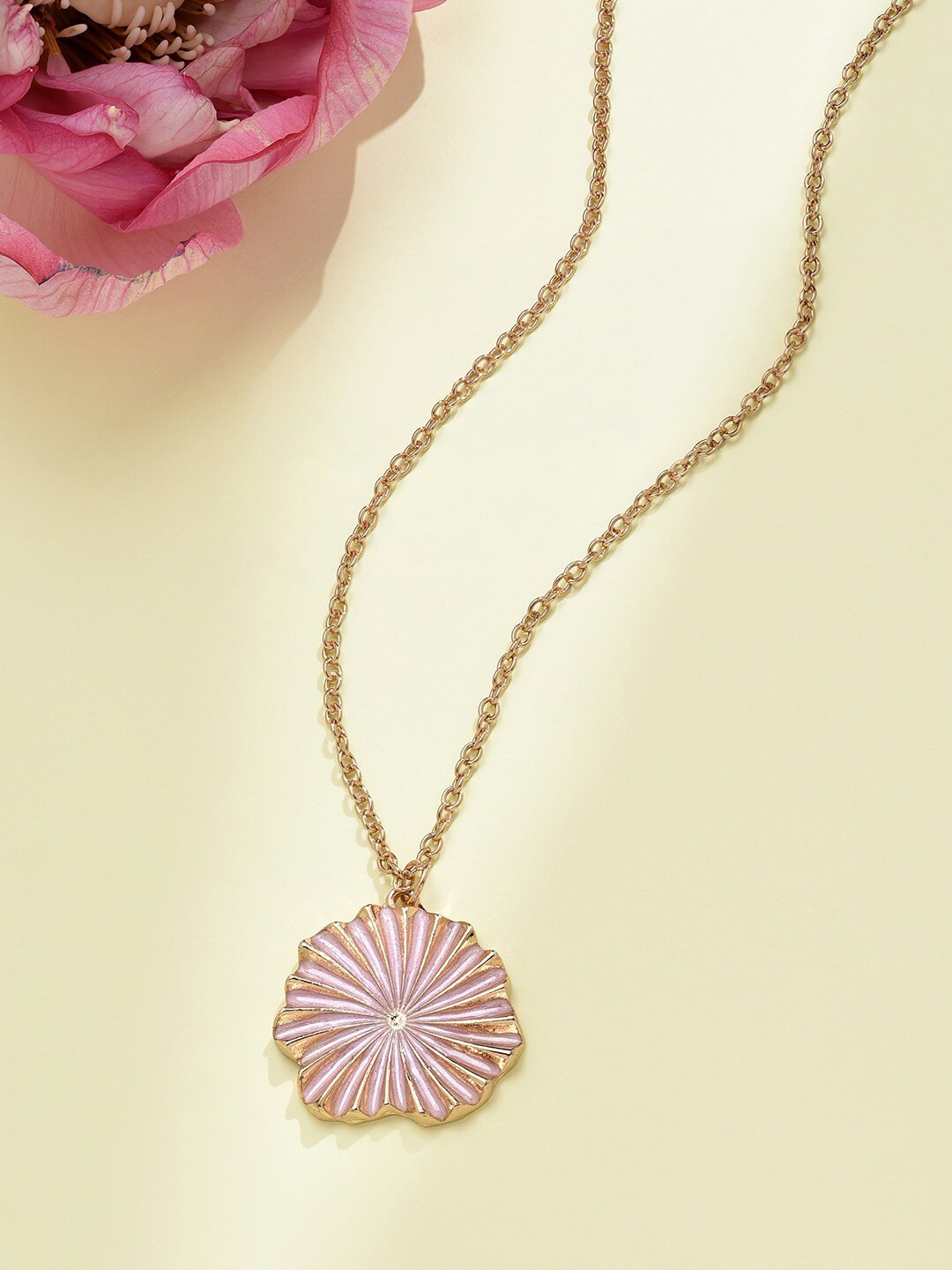 AMI Women Gold Toned And Pink Gold Plated Enamelled Chain