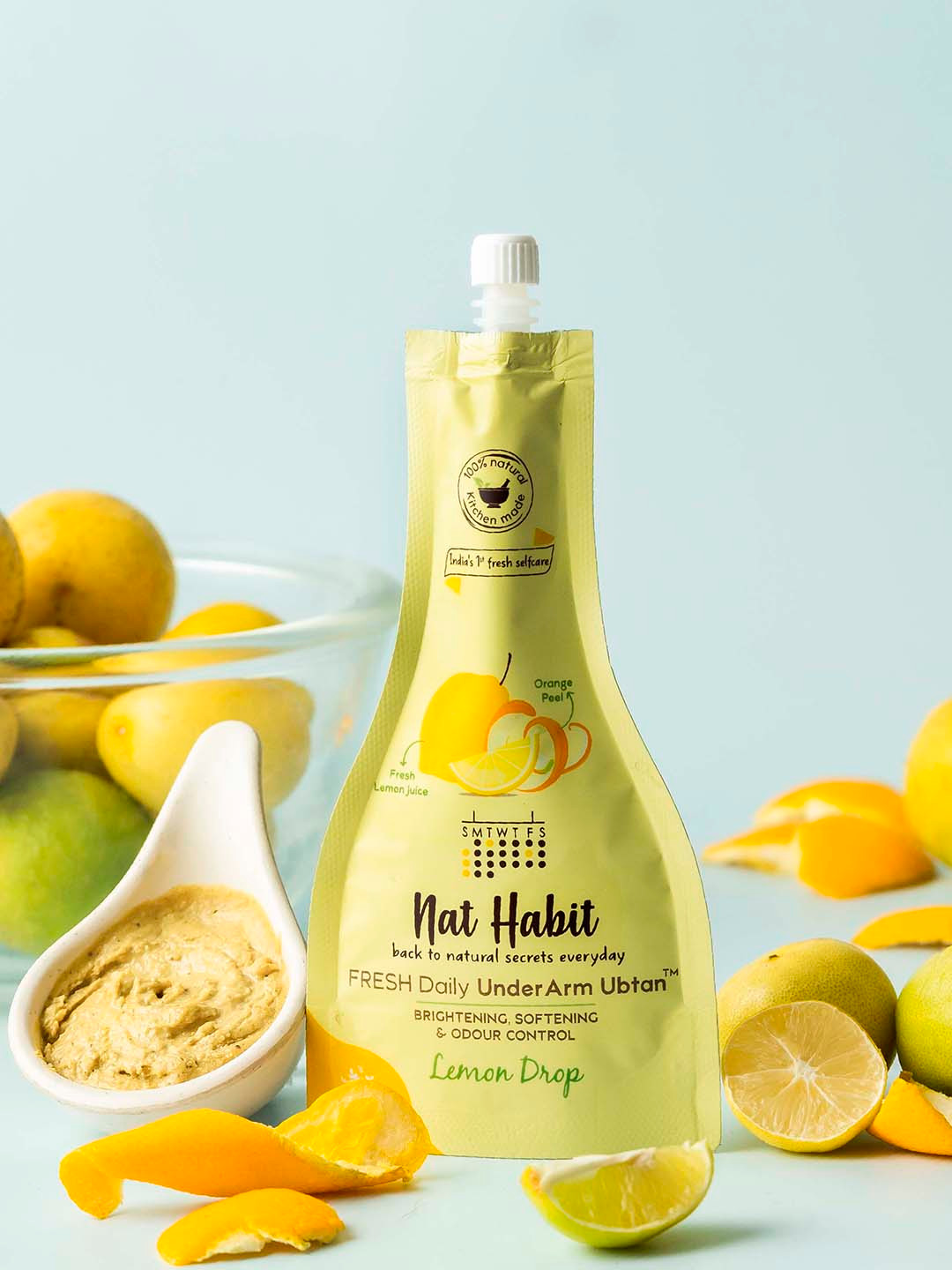 Nat Habit Set of 3 Lemon Drop UnderArm Ubtan with Orange Peel  Lemon Juice - 40 ml each