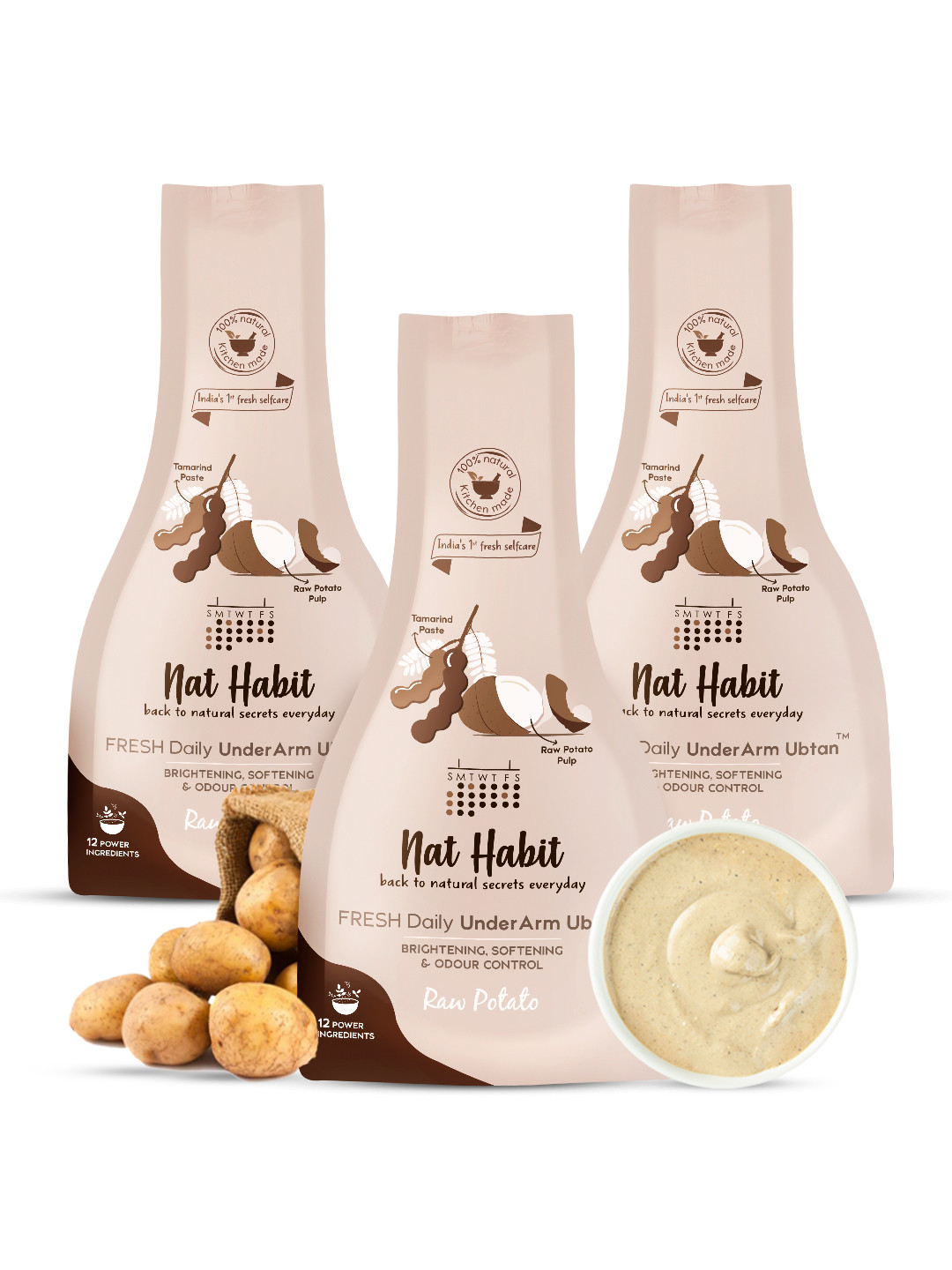 Nat Habit Set Of 3 Raw Potato UnderArm Ubtan 120gm