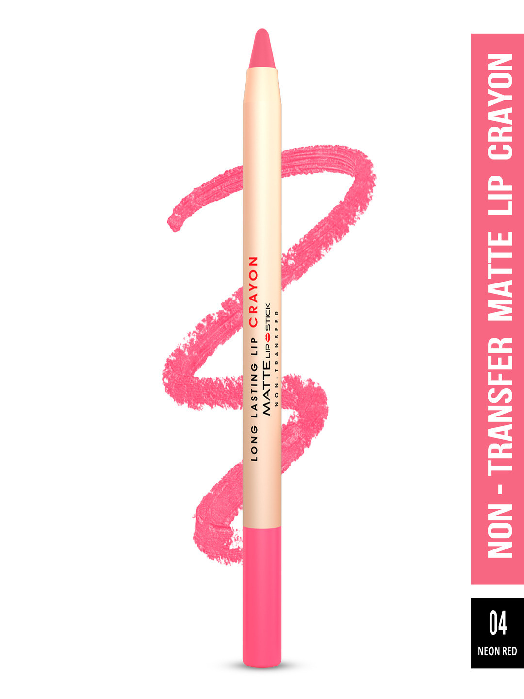 SHRYOAN Long Lasting Lip Crayon Matte Lipstick 3.8 g - Neon Red 04