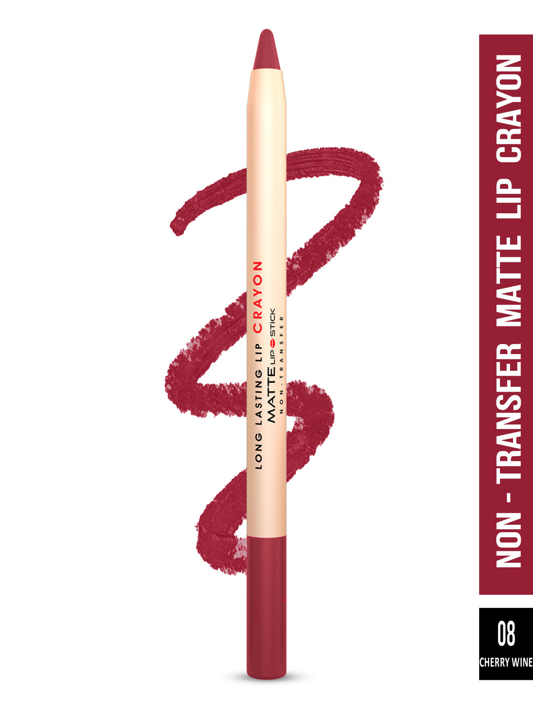 SHRYOAN Long Lasting Lip Crayon Matte Lipstick 3.8 g - Cherry Wine 08