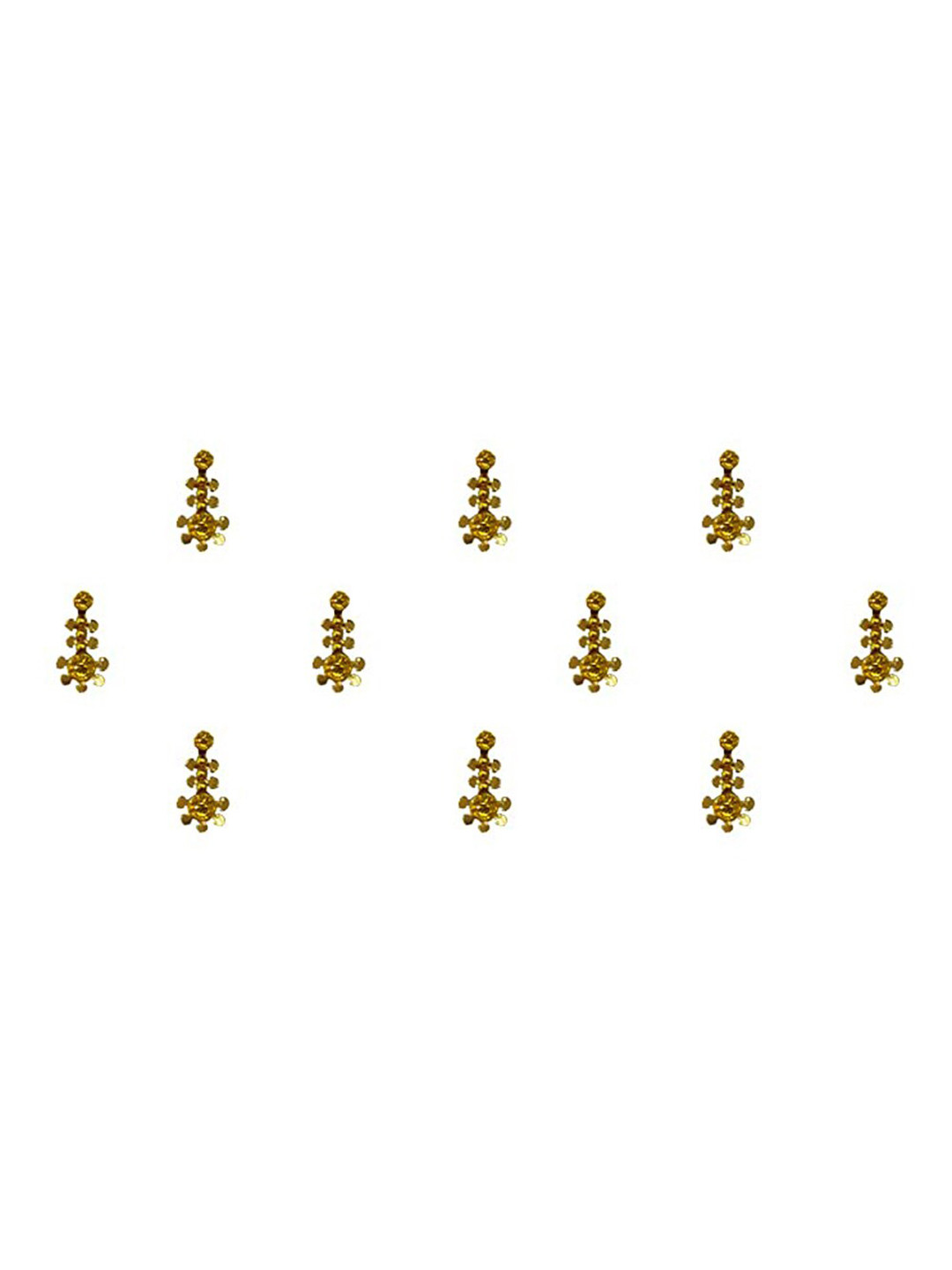 Comet Busters 10 Pcs Embellished Reusable Designer Bindis - Gold-Toned