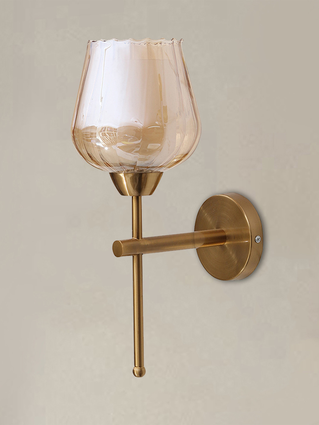 SHREE KALA HOME DECOR White Lotus Glass Wall Lamp