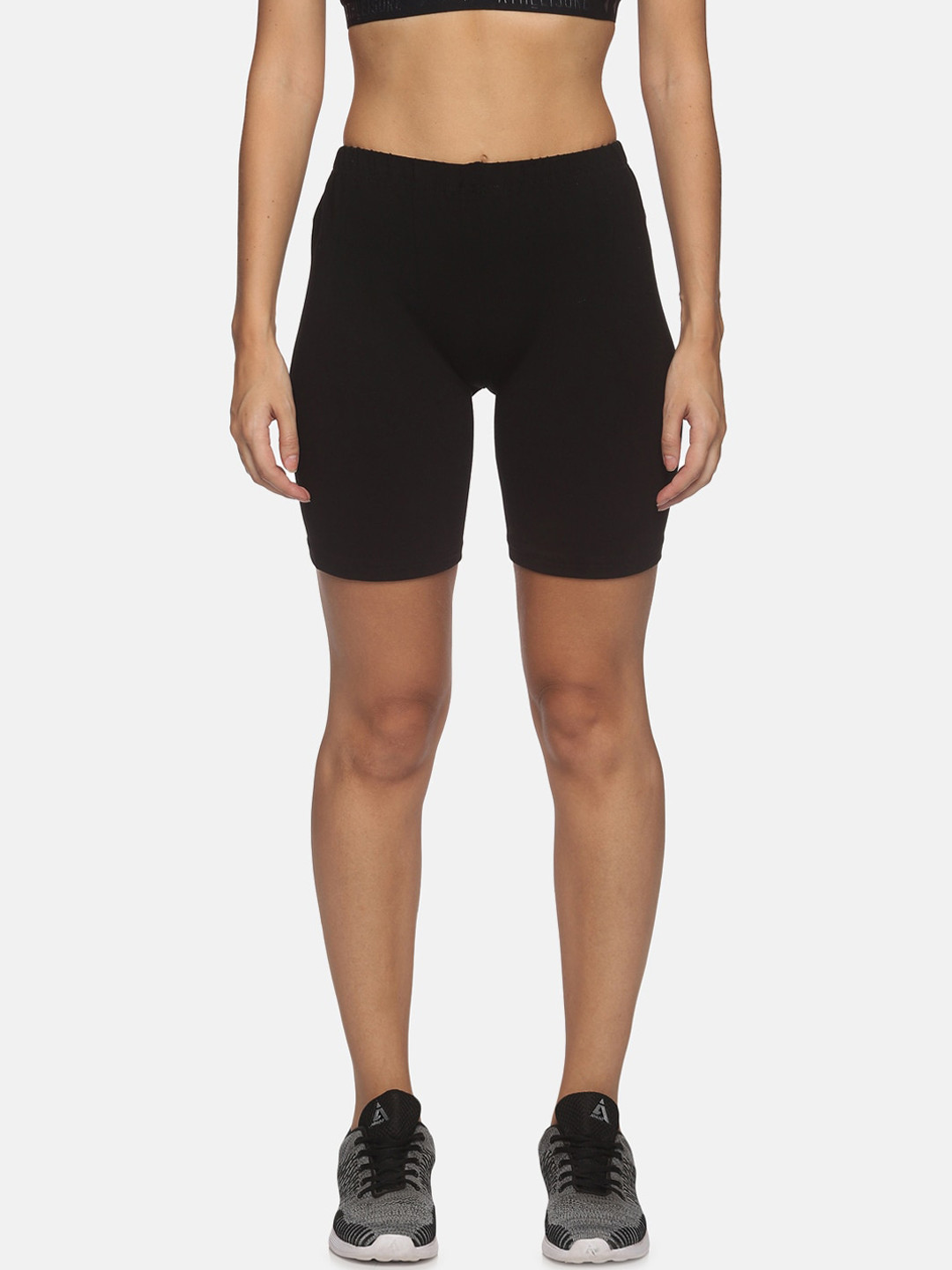 NOT YET by us Women Black Slim Fit Outdoor Sports Shorts